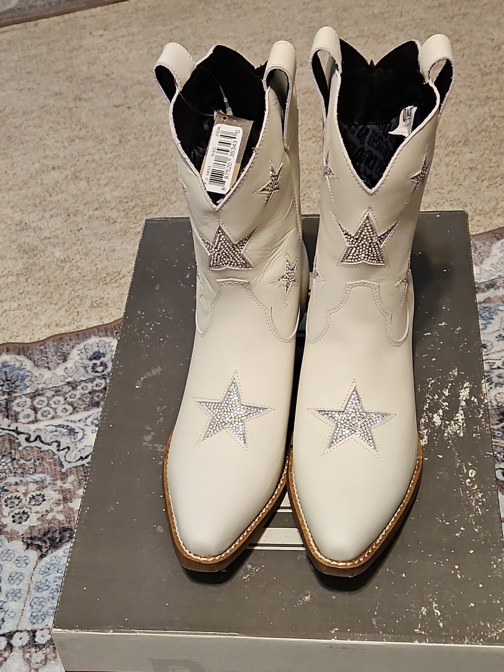 dingo Cream Western Star Studded Heeled Boots - Picture 4 of 13